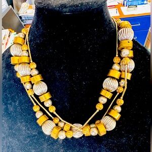 Vintage silver and gold tubes necklace